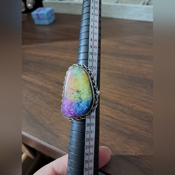 Rainbow Quartz Druzy Ring Size 7.5 - Picture 10 of 16